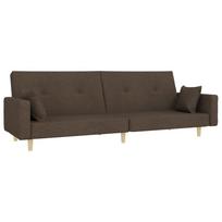 vidaXL Dvivietė sofa-lova su dvejomis pagalvėmis, taupe, audinys