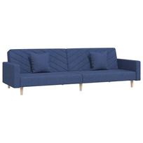 vidaXL Dvivietė sofa-lova su dvejomis pagalvėmis, mėlyna, audinys