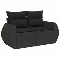 vidaXL Dvivietė sodo sofa su pagalvėlėmis, juodos spalvos, poliratanas