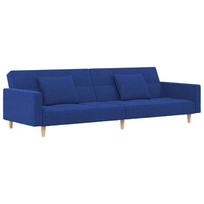 vidaXL Dvivietė sofa-lova su dvejomis pagalvėmis, mėlyna, audinys