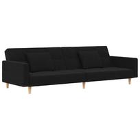 vidaXL Dvivietė sofa-lova su dvejomis pagalvėmis, juoda, audinys