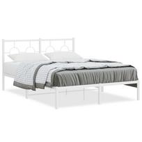 vidaXL Metalinis lovos rėmas su galvūgaliu, baltos spalvos, 135x190cm