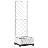 vidaXL Sodo lovelis su treliažu, baltos spalvos, 40x40x121,5cm, PP