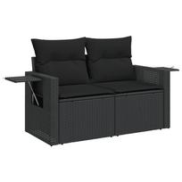 vidaXL Dvivietė sodo sofa su pagalvėlėmis, juodos spalvos, poliratanas