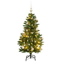 vidaXL Kalėdų eglutė su šarnyrinėmis šakomis/LED/žaisliukais, 120cm