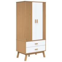 vidaXL Drabužių spinta OLDEN, balta/ruda, 76,5x53x172cm, pušis