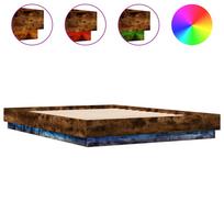 vidaXL Lovos rėmas su LED lemputėmis, dūminio ąžuolo, 120x200cm
