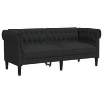 vidaXL Dvivietė chesterfield sofa, juodos spalvos, audinys