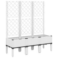 vidaXL Sodo lovelis su treliažu, baltos spalvos, 120x40x142cm, PP