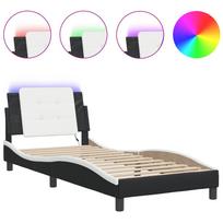vidaXL Lovos rėmas su LED be čiužinio, Zadar, juodas ir baltas, 90x190cm