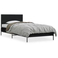 vidaXL Lovos rėmas, juodas, 90x190cm, apdirbta mediena ir metalas