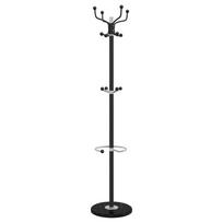 vidaXL Paltų kabykla su skėčių laikikliu, juoda, 180cm, geležis