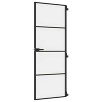 vidaXL Vidaus durys, juodos, 76x201,5cm, grūdintas stiklas/aliuminis
