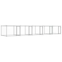 vidaXL Narvas šunims su durimis, pilkas, 10x2x1,5m, plienas