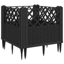 vidaXL Sodo lovelis su kuoliukais, juodas, 43,5x43,5x43,5cm, PP