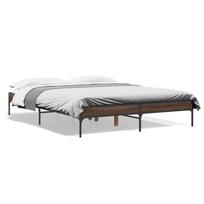 vidaXL Lovos rėmas, rudas ąžuolo, 160x200cm, apdirbta mediena/metalas