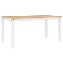 vidaXL Valgomojo stalas Corona, baltas, 160x80x75cm, pušies masyvas