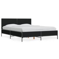 vidaXL Lovos rėmas, juodas, 140x200cm, apdirbta mediena ir metalas
