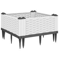 vidaXL Sodo lovelis su kuoliukais, baltas, 42,5x42,5x28,5cm, PP