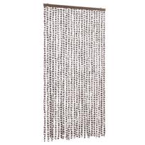 vidaXL Užuolaida nuo vabzdžių, taupe ir balta, 100x220cm, šenilis