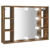vidaXL Veidrodinė spintelė su LED, dūminio ąžuolo, 76x15x55cm