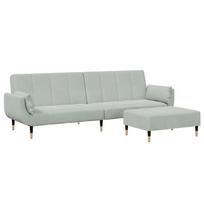 vidaXL Dvivietė sofa-lova su pakoja, šviesiai pilkos spalvos, aksomas