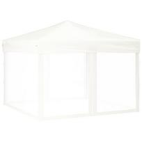 vidaXL Proginė palapinė su šoninėmis sienomis, balta, 3x3m