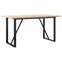 vidaXL Valgomojo stalas, 140x80x75,5cm, pušis ir plieninis, O formos rėmas