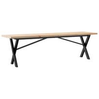vidaXL Kavos staliukas, 160x40x45,5cm, pušis ir plieninis, X formos rėmas
