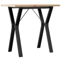 vidaXL Valgomojo stalas, 80x50x75,5cm, pušis ir plieninis, Y formos rėmas