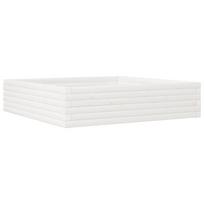 vidaXL Sodo lovelis, baltas, 100x100x23cm, pušies medienos masyvas