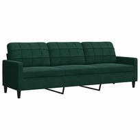 vidaXL Trivietė sofa, tamsiai žalios spalvos, 210cm, aksomas