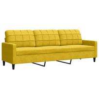 vidaXL Trivietė sofa, geltonos spalvos, 210cm, aksomas