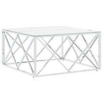 vidaXL Kavos staliukas, sidabrinis, 80x80x40cm, plienas ir stiklas