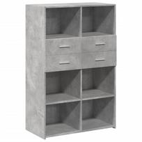 vidaXL Komoda, betono pilkos spalvos, 80x42,5x124cm, apdirbta mediena