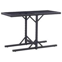 vidaXL Sodo stalas, juodos spalvos, 110x53x72cm, stiklas, poliratanas