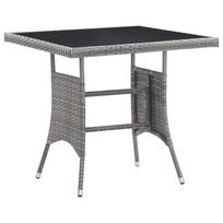 vidaXL Sodo stalas, pilkos spalvos, 80x80x74cm, poliratanas