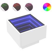 vidaXL Šoninis staliukas su LED, baltas, 40x40x30cm, apdirbta mediena