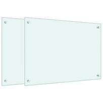 vidaXL Virtuvės sienelės, 2vnt., baltos, 70x50cm, grūdintas stiklas