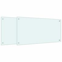 vidaXL Virtuvės sienelės, 2vnt., baltos, 80x40cm, grūdintas stiklas