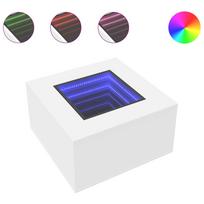 vidaXL Kavos staliukas su LED, baltas, 60x60x40cm, apdirbta mediena