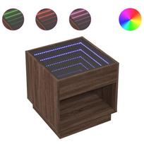 vidaXL Naktinis staliukas su Infinity LED, rudas ąžuolo, 50x50x50cm