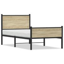 vidaXL Lovos rėmas be čiužinio, sonoma ąžuolo, 100x190cm, metalas