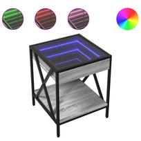 vidaXL Naktinis staliukas su Infinity LED, pilkas ąžuolo, 40x40x49cm