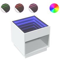 vidaXL Naktinis staliukas su Infinity LED, baltas, 50x50x50cm