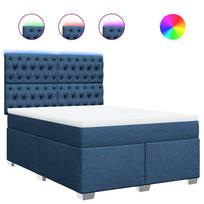 vidaXL Lova su spyruoklėmis ir čiužiniu, mėlyna, 140x190 cm, audinys