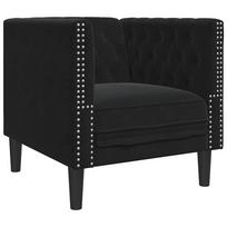vidaXL Chesterfield krėslas, juodos spalvos, aksomas