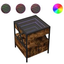 vidaXL Naktinis staliukas su Infinity LED, dūminio ąžuolo, 40x40x51cm
