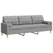 vidaXL Trivietė sofa su pagalvėlėmis, šviesiai pilka, 210cm, audinys