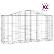 vidaXL Išlenkti gabiono krepšiai, 6vnt., 200x50x100/120cm, geležis